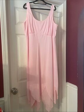 Vintage Soft Pink High-Low Sleeveless Dress